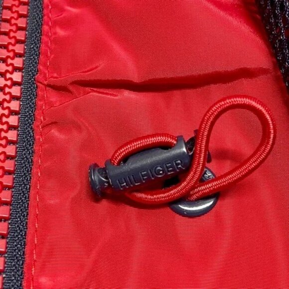 Tommy Hilfiger Jacket Women's XL Crimson Red Hooded Full Zip Windbreaker Coat EC - Picture 13 of 16
